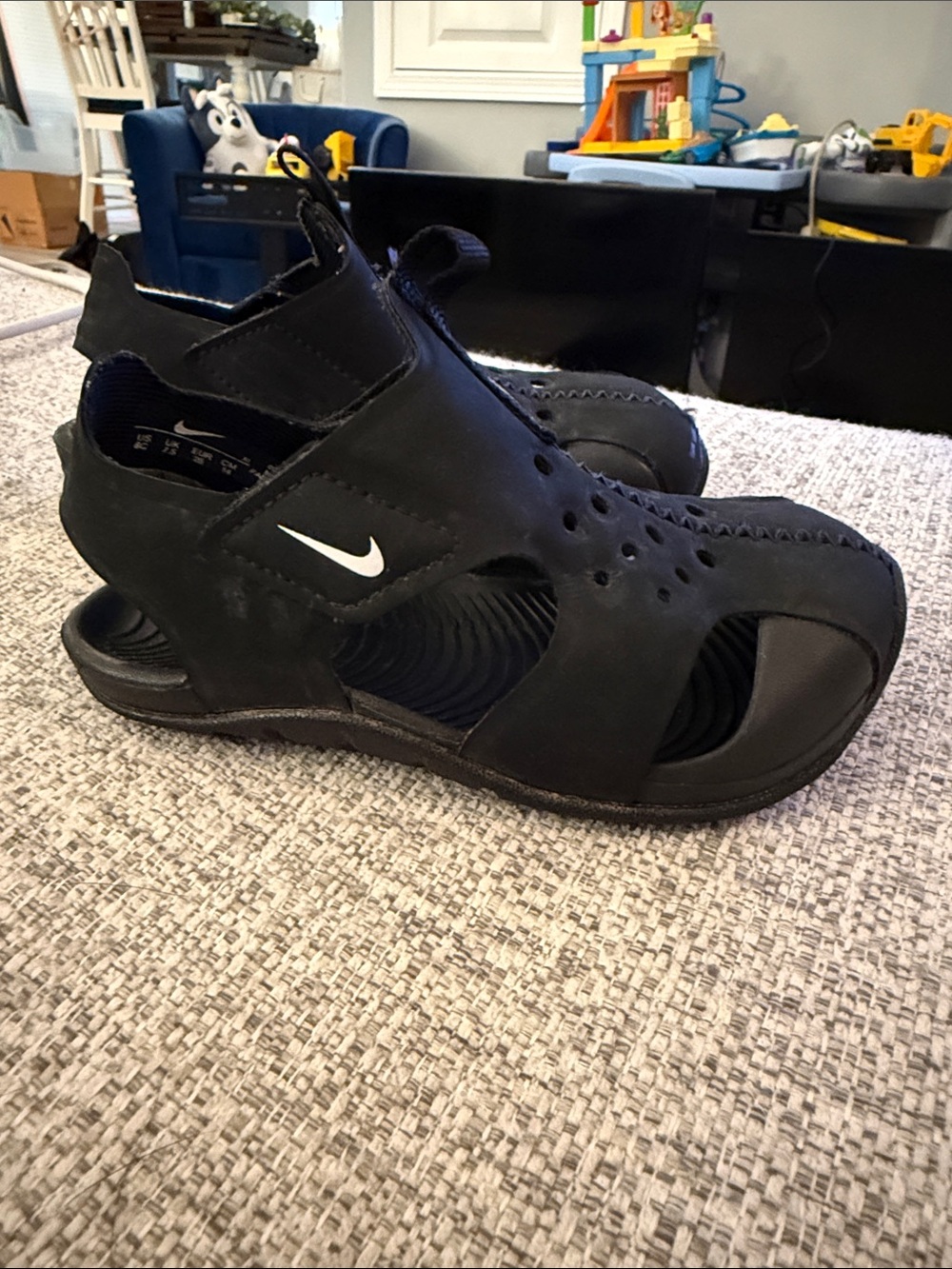 Nike Kids Black Closed-Toe Sport Sandals with White Swoosh